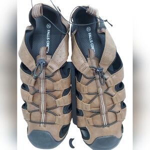 Falls Creek Brown and Black Fisherman Sandals Men's Size 14 NWOT
